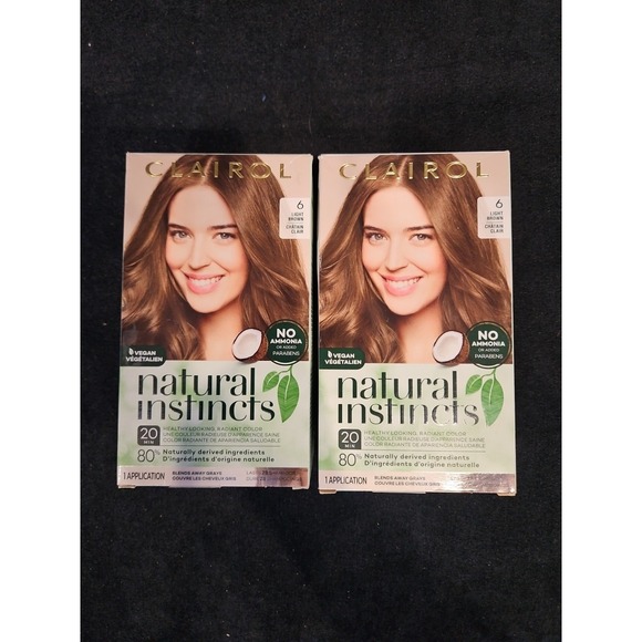 clairol Other - 2 Clairol Natural Instincts Hair Color Dye 6 Light Brown All Natural Vegan NEW